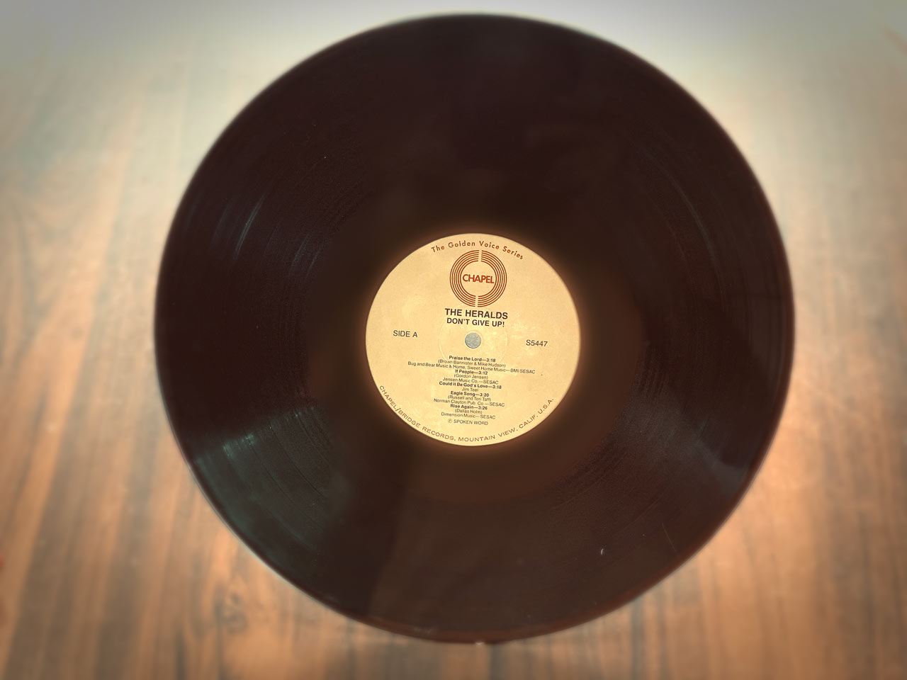Vinyl Side A of The Herald's Don't Give Up